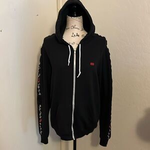 Nipsy Hussle Marathon Black Zipper Closure Hoodie Pockets Sweatshirt Casual